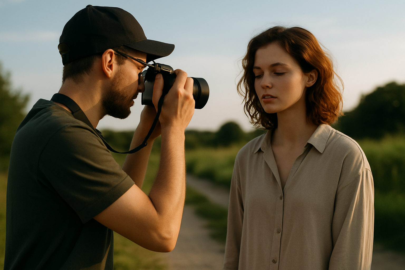 Photographer crafting a powerful emotional portrait using natural lighting.