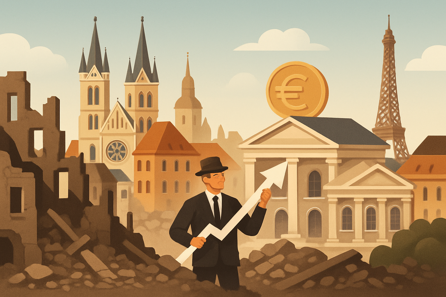 A 1920s European urban scene representing the political, cultural, and economic atmosphere leading into April 1925
