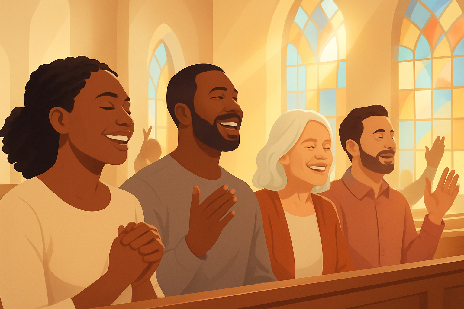 Church community gathered together in worship and fellowship, illustrating the social benefits of Christianity