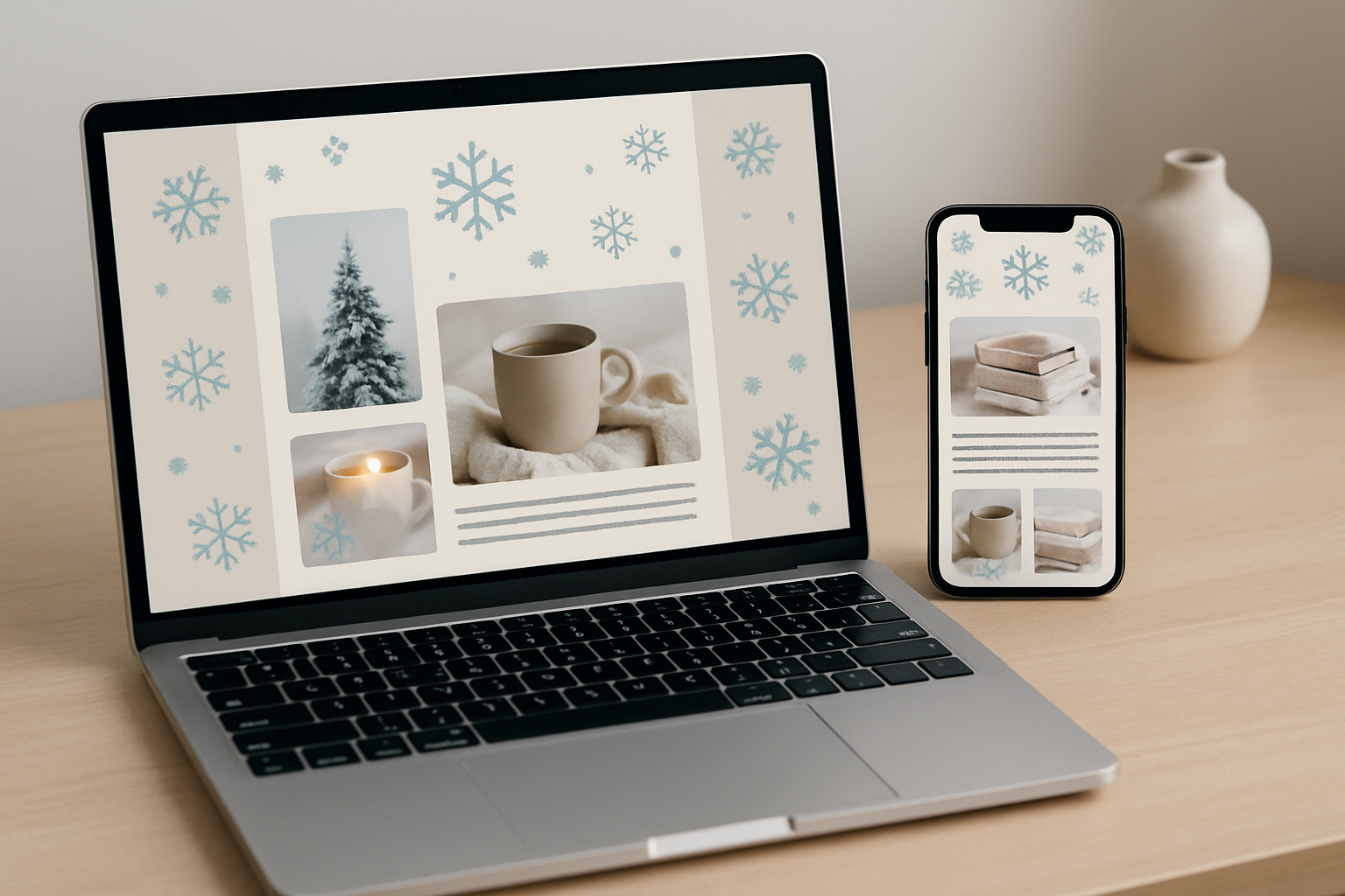 Example of a winter newsletter with seasonal visuals and clean professional design optimized for desktop and mobile