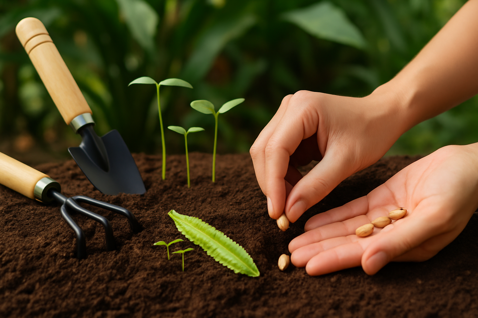 Planting winged bean seeds in well-prepared soil with proper spacing and depth.