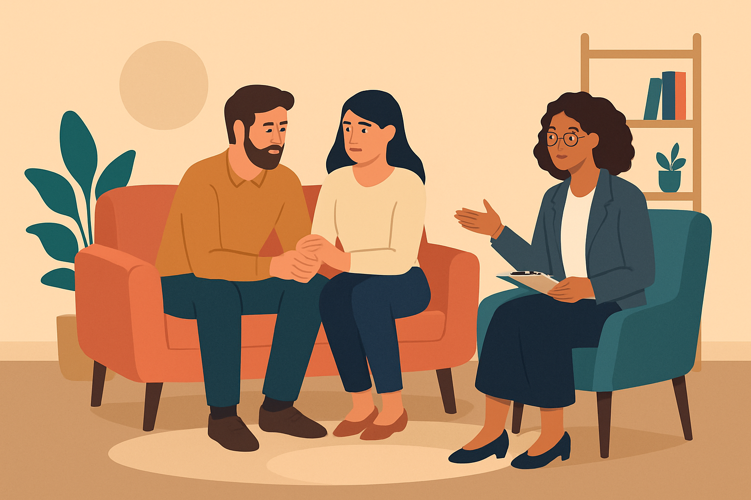 Couple attending therapy to facilitate healing after infidelity