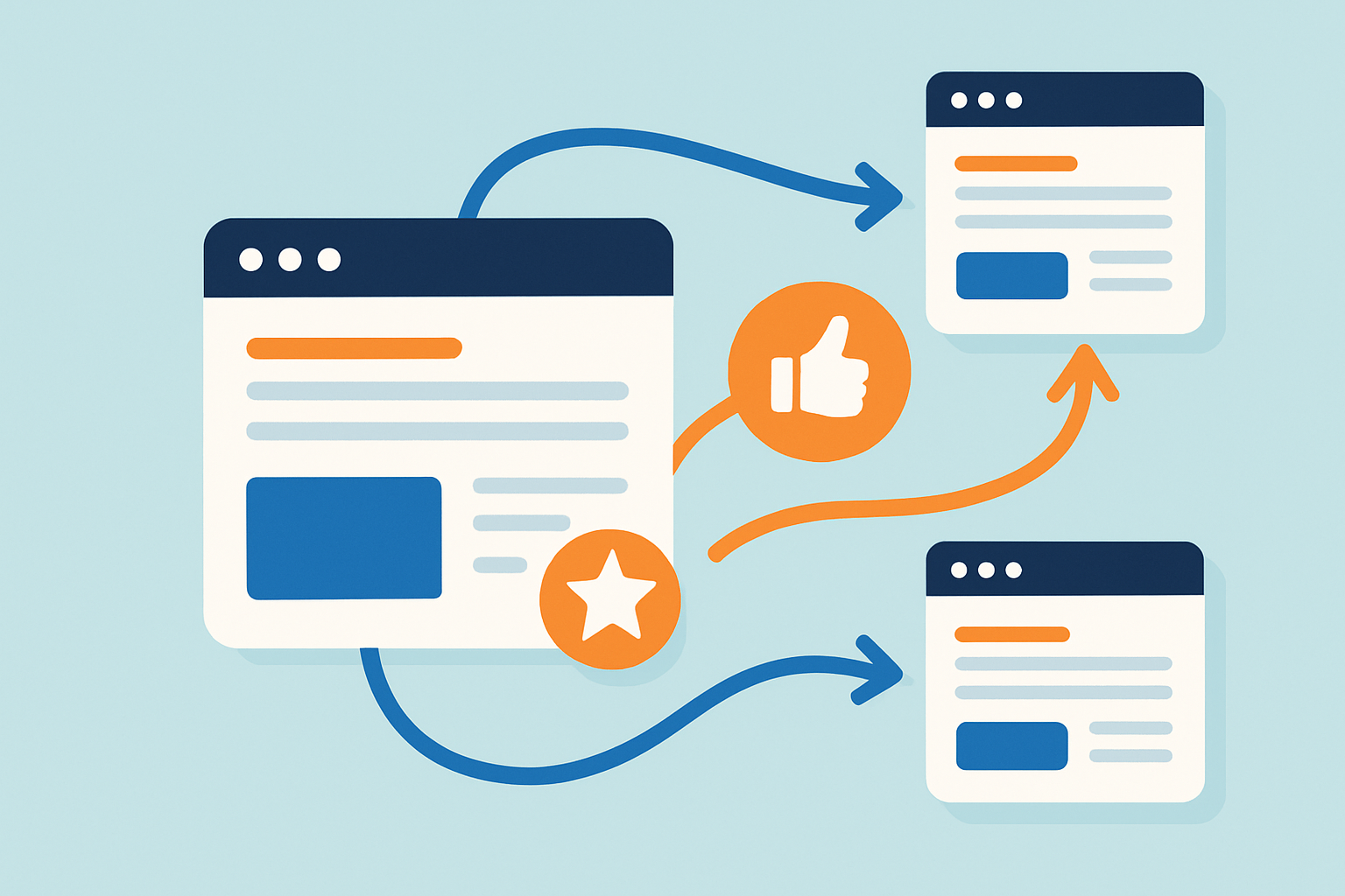 Visual representation of quality backlink connections between authoritative and relevant websites
