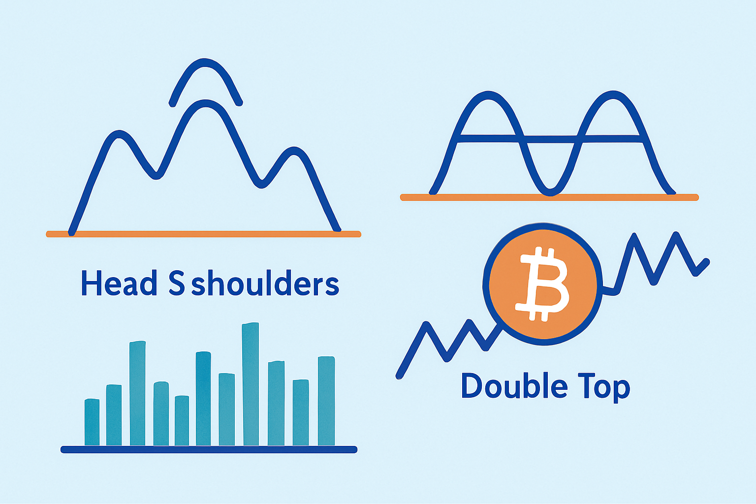 Annotated bitcoin price chart highlighting key reversal patterns and volume indicators before major market shifts